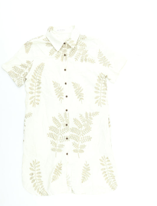 Coconut Online SL Women’s Beige Embroidered Shirt Dress Size 12