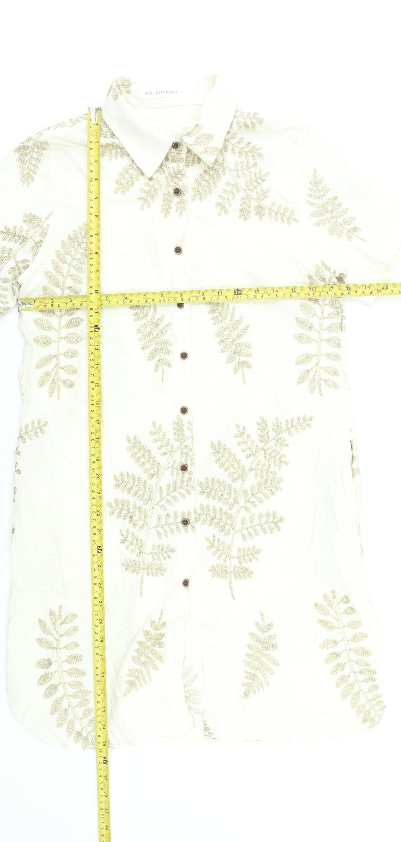 Coconut Online SL Women’s Beige Embroidered Shirt Dress Size 12