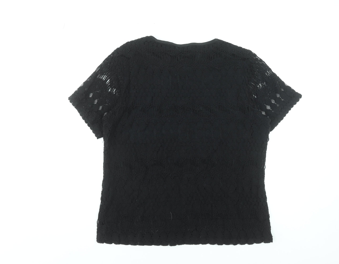 Casamia Women's Black Lace Short Sleeve Blouse Size L