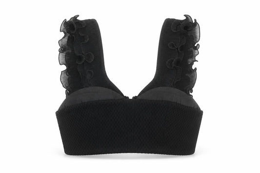 Three Floor Women's Black Cropped Ruffle Tank Top UK 12