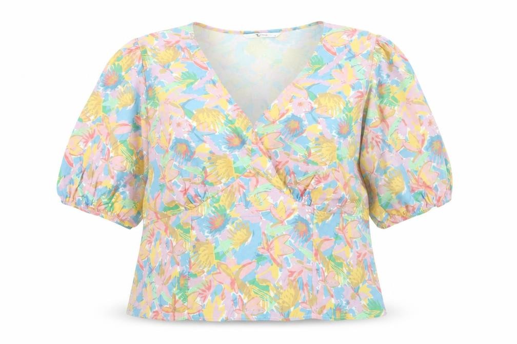 Tu Women's Multicoloured Floral Wrap Blouse Size 20 Short Sleeve