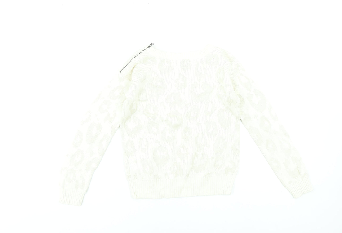 GapKids Girls Ivory Animal Print Pullover Jumper 12-13 Years Cotton Blend