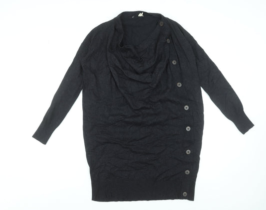 Phase Eight Women’s Black Jumper Dress UK 8 Long Sleeve Cowl Neck Knitwear