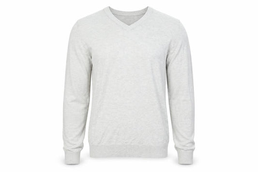 Hollister Men's Grey V-Neck Cotton Blend Pullover Jumper Size S