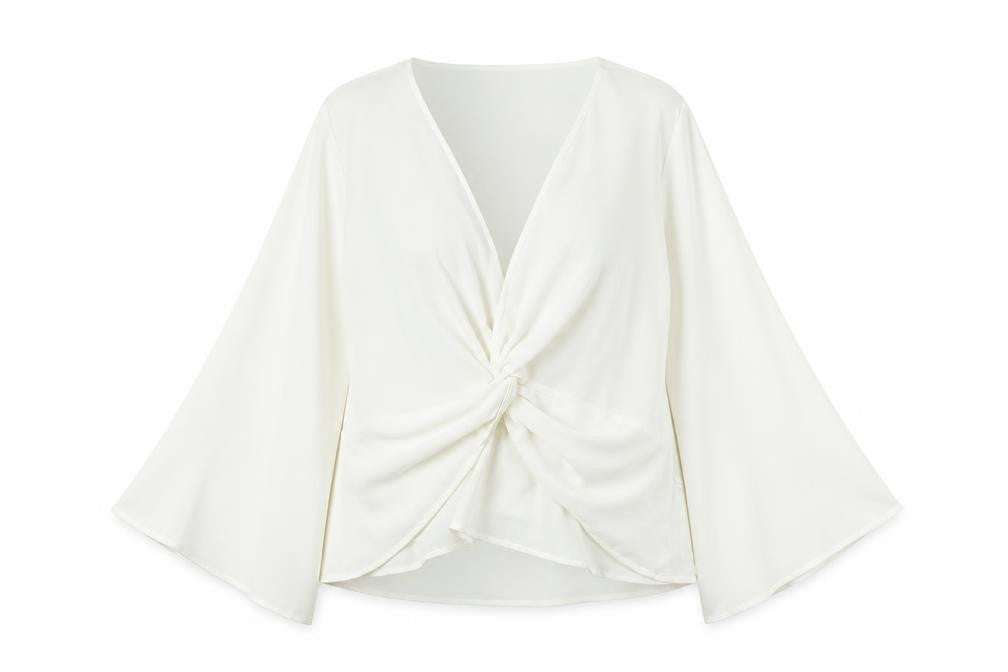 Missguided Womens White Wrap Blouse Kimono Sleeve Size 20