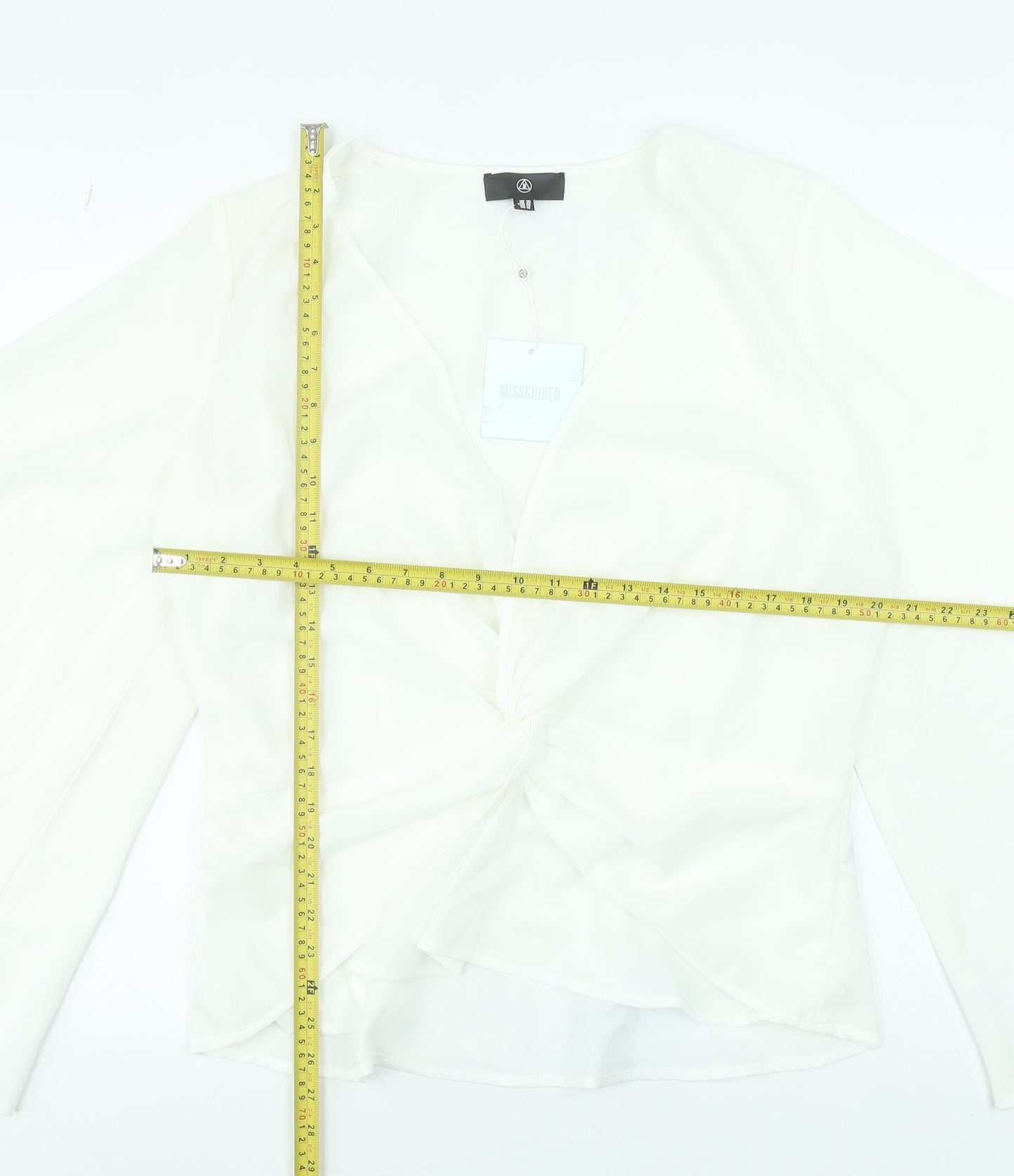 Missguided Womens White Wrap Blouse Kimono Sleeve Size 20