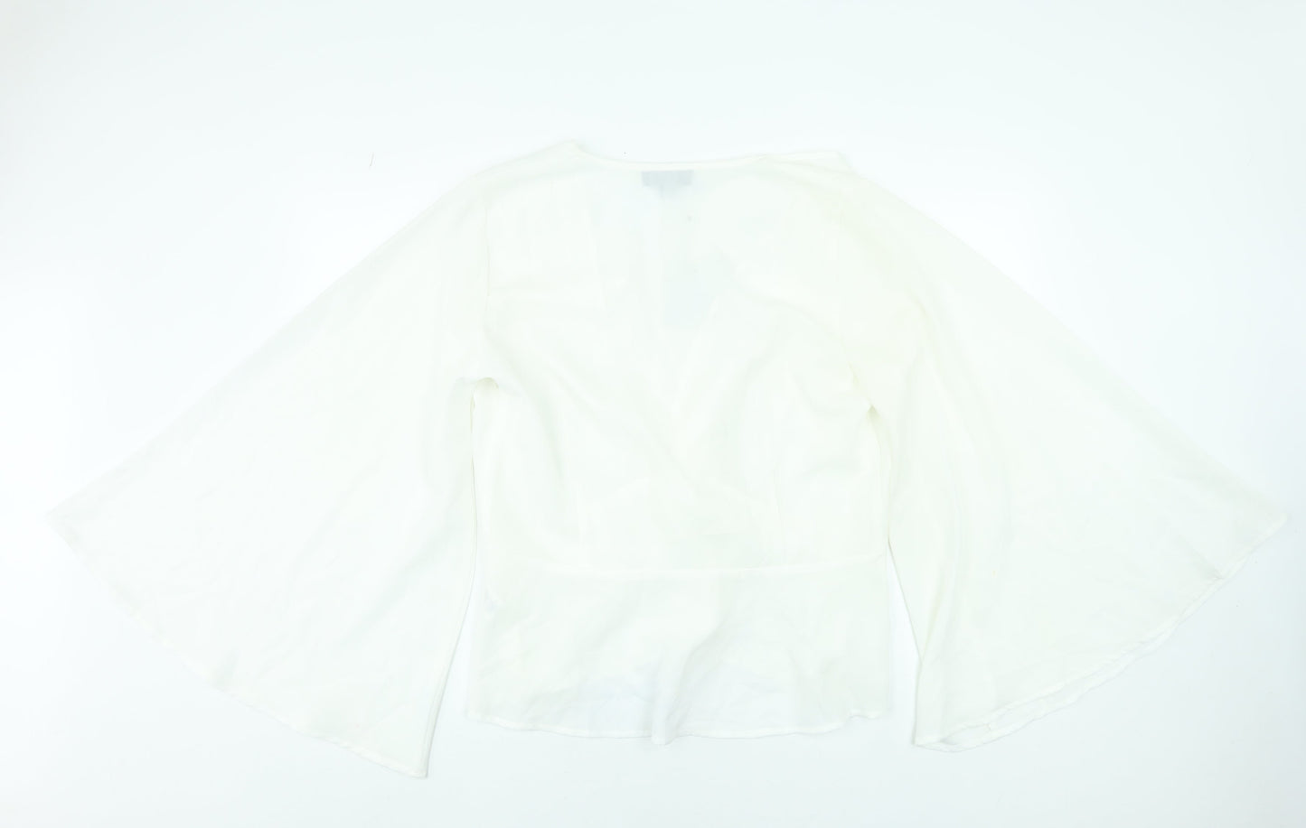 Missguided Womens White Wrap Blouse Kimono Sleeve Size 20