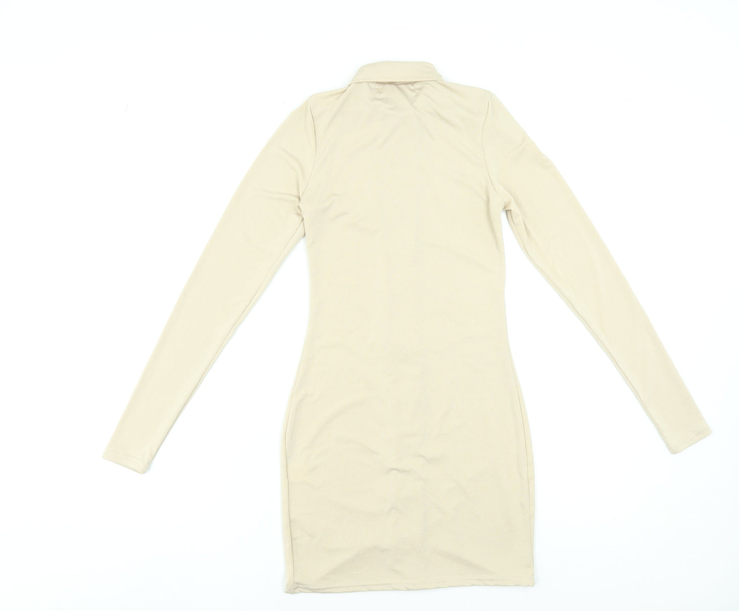 Femme Luxe Women’s Beige Button Front Collared Shirt Dress Size 6