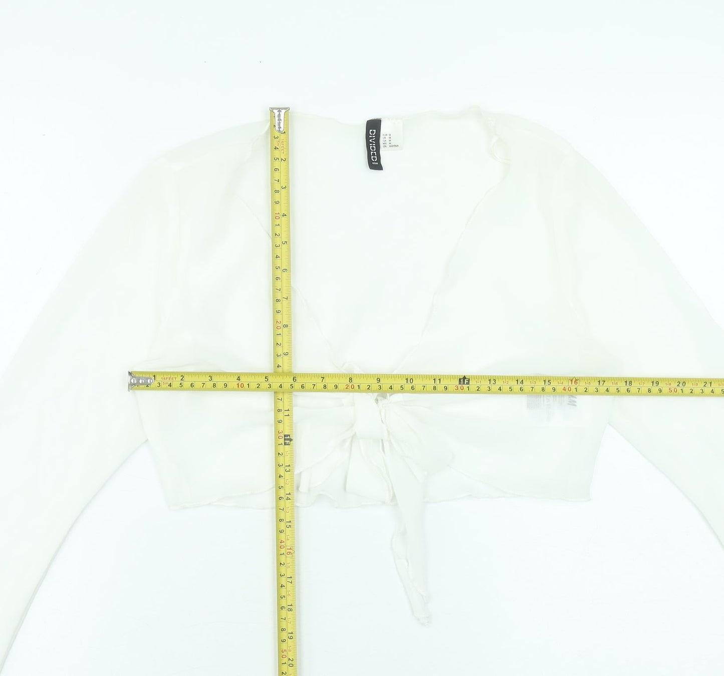 H&M Divided Women's White Cropped Tie Blouse Size 12