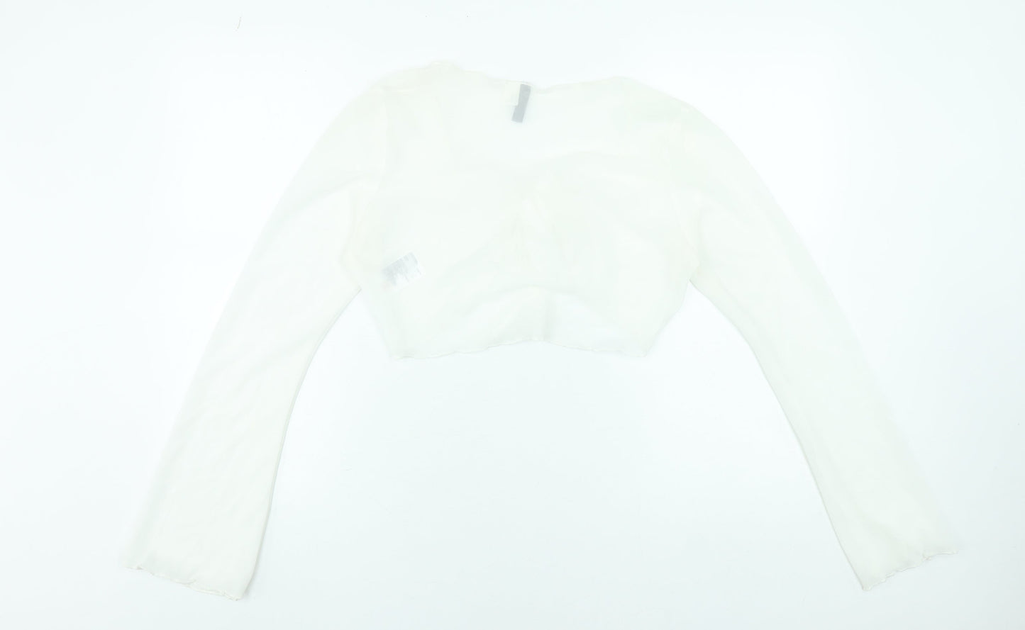 H&M Divided Women's White Cropped Tie Blouse Size 12