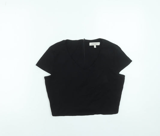 Marks and Spencer Women’s Black Cropped V-Neck Blouse UK 12