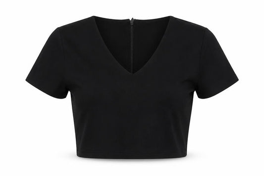 Marks and Spencer Women’s Black Cropped V-Neck Blouse UK 12