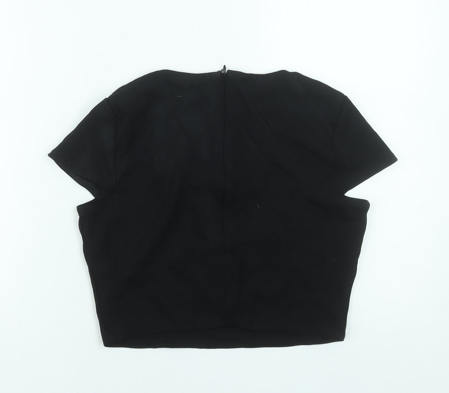 Marks and Spencer Women’s Black Cropped V-Neck Blouse UK 12