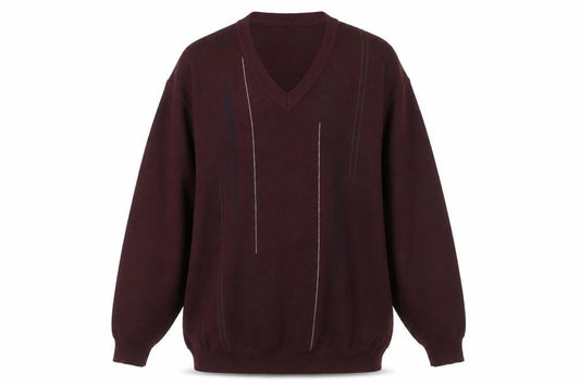 Franco Bencini Men’s Brown XL V-Neck Wool Blend Jumper