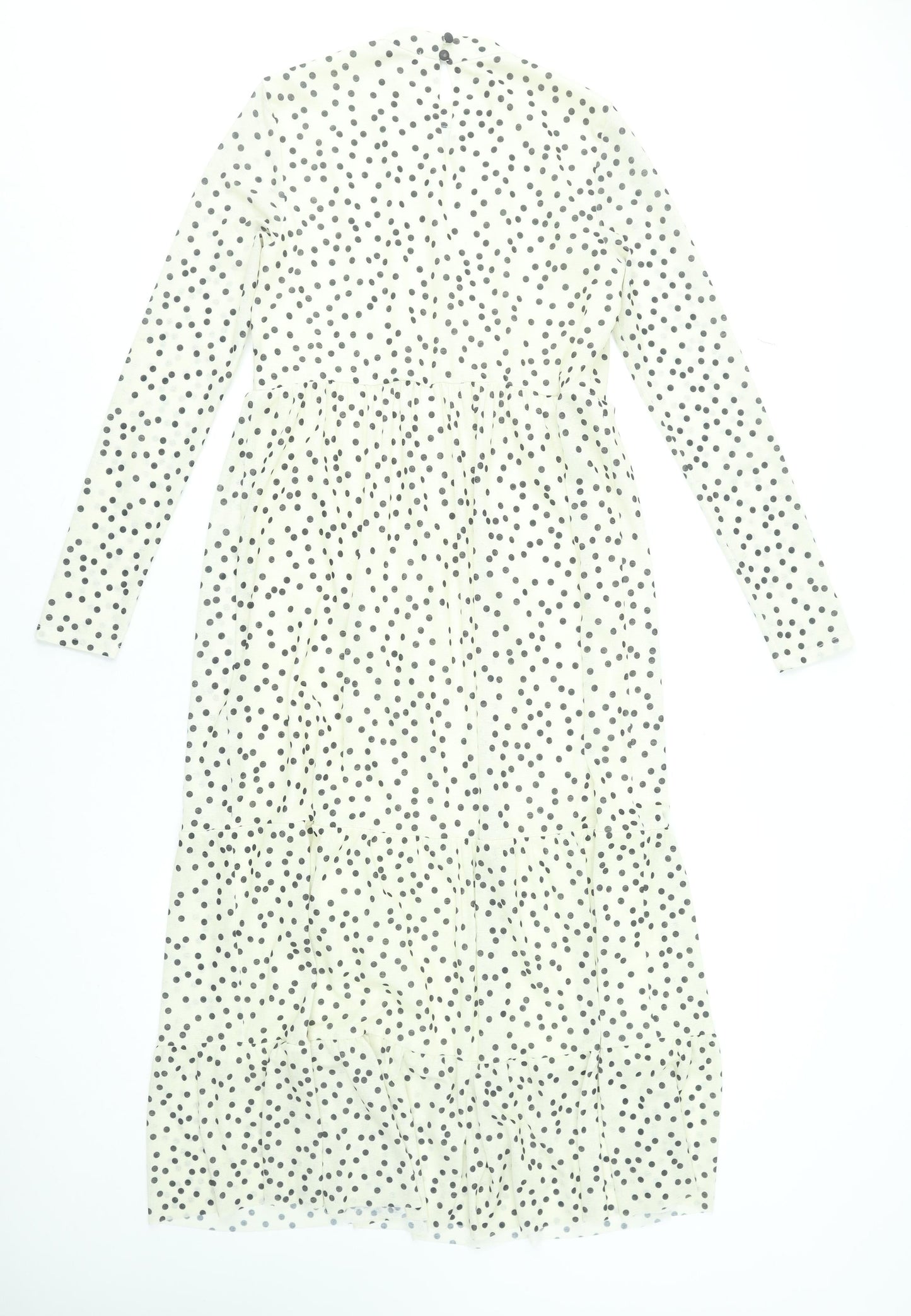 Warehouse Women’s White Polka Dot Midi Fit & Flare Dress Size 8
