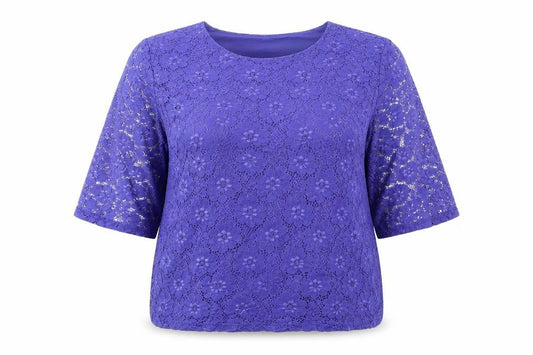 Paco Boutique Women’s Purple Floral Lace 3/4 Sleeve Blouse Size 16