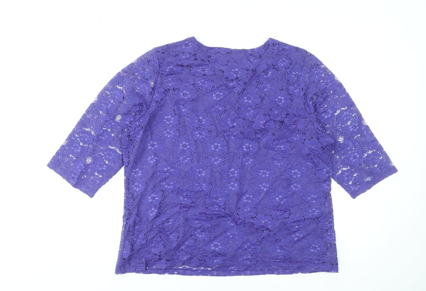 Paco Boutique Women’s Purple Floral Lace 3/4 Sleeve Blouse Size 16
