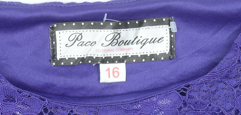 Paco Boutique Women’s Purple Floral Lace 3/4 Sleeve Blouse Size 16