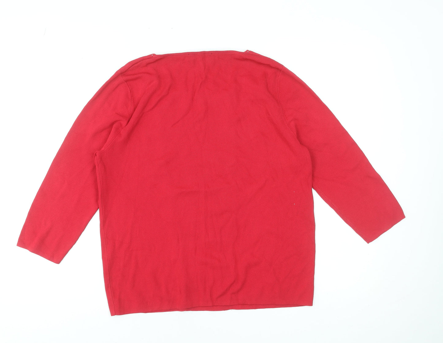 Casamia Exclusive Women's Red Tunic Blouse M 3/4 Sleeve Ruffle Knit