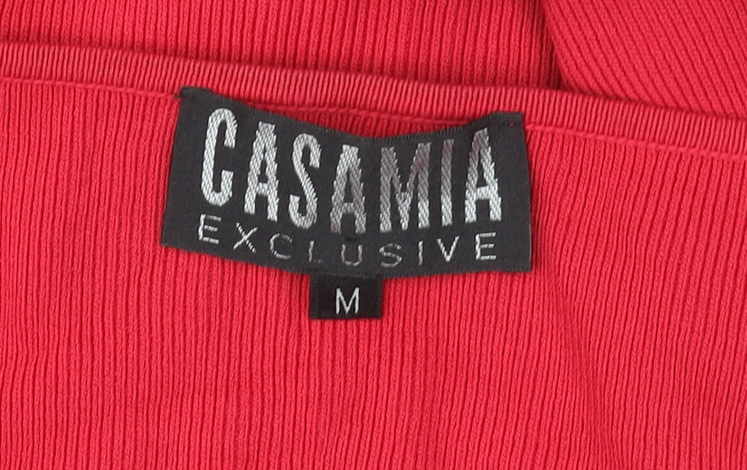 Casamia Exclusive Women's Red Tunic Blouse M 3/4 Sleeve Ruffle Knit