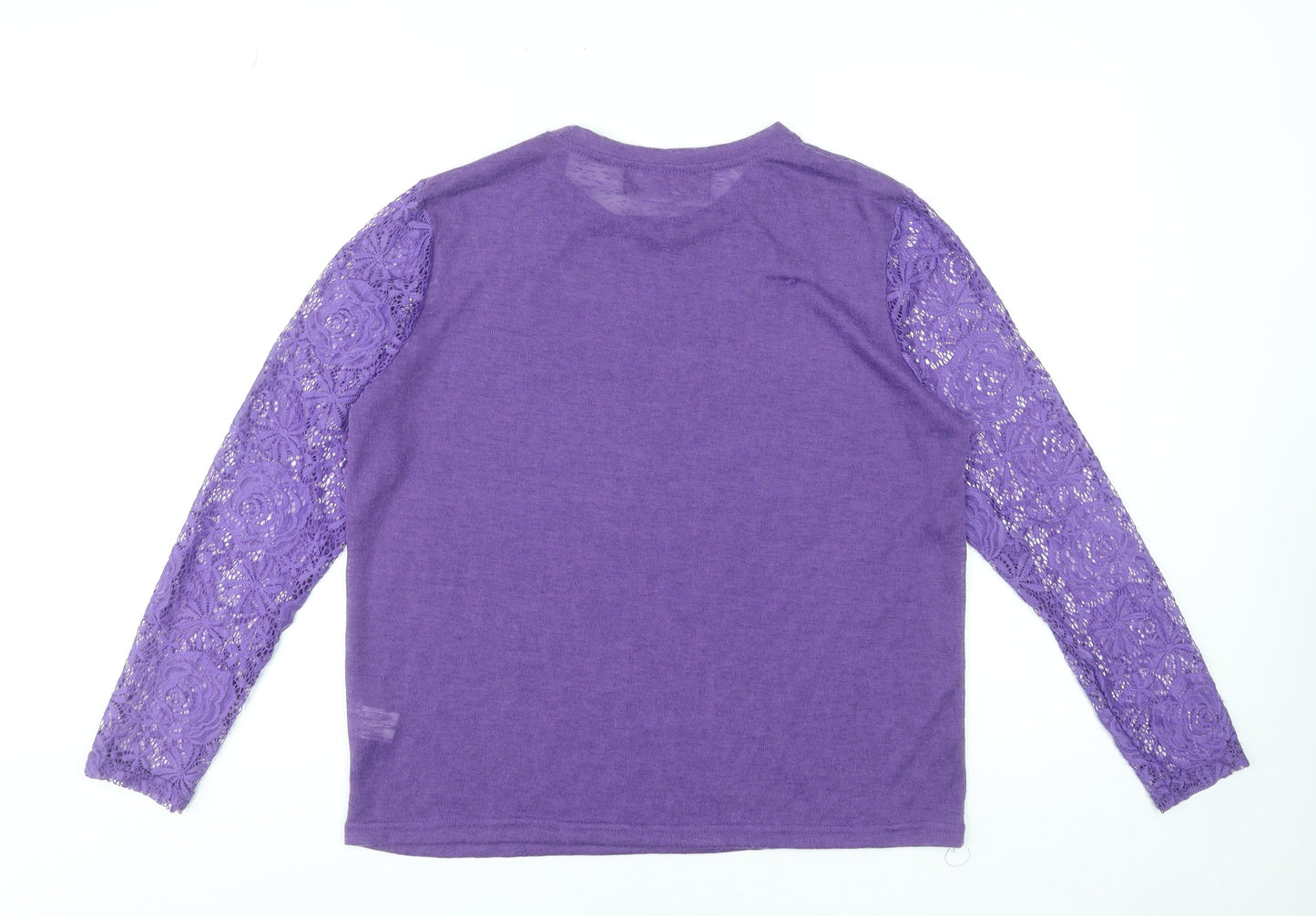 Paco Boutique Women Purple Lace Sleeve Jumper Size 14