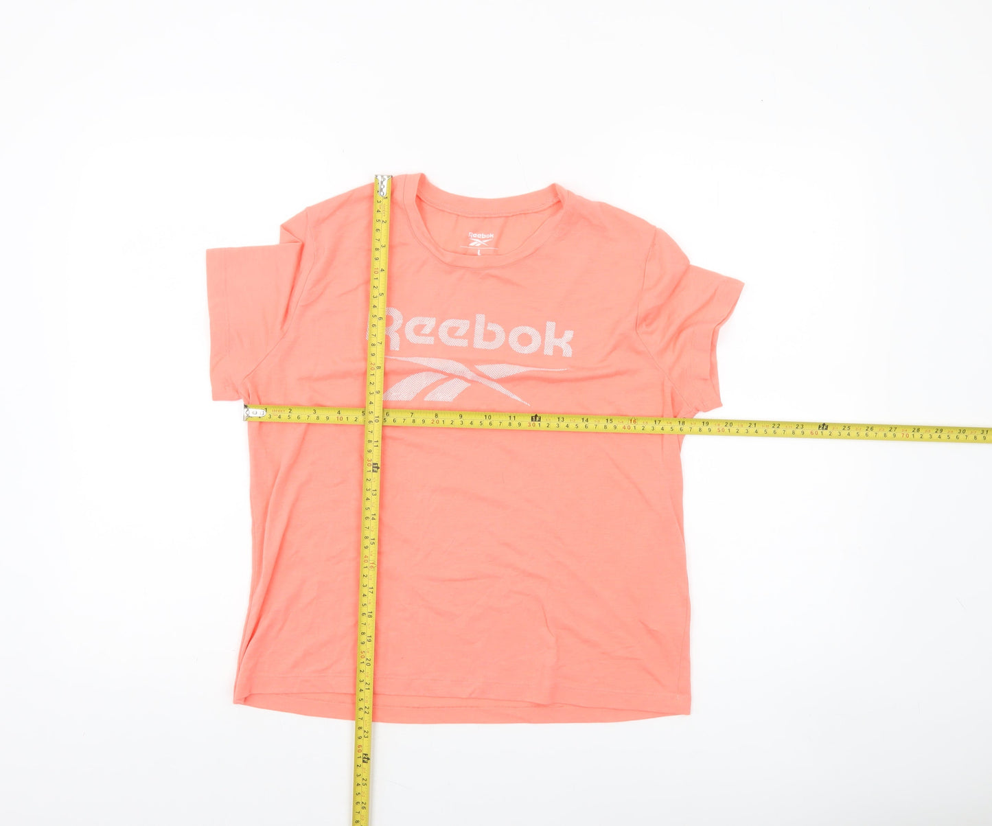 Reebok Womens Pink Short Sleeve Basic T-Shirt L Moisture Wicking
