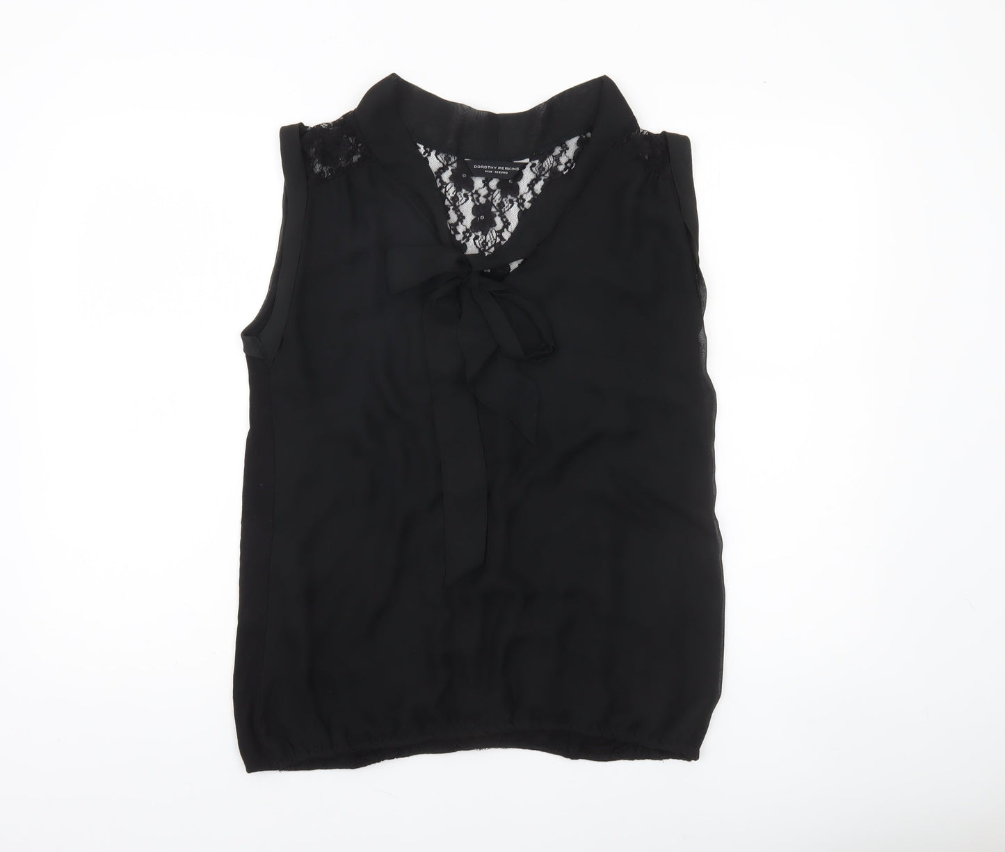 Dorothy Perkins Women's Black Sleeveless Chiffon Lace Blouse Size 14