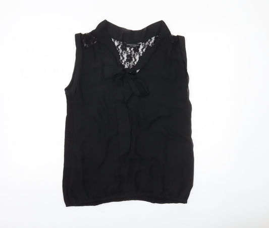 Dorothy Perkins Women's Black Sleeveless Chiffon Lace Blouse Size 14