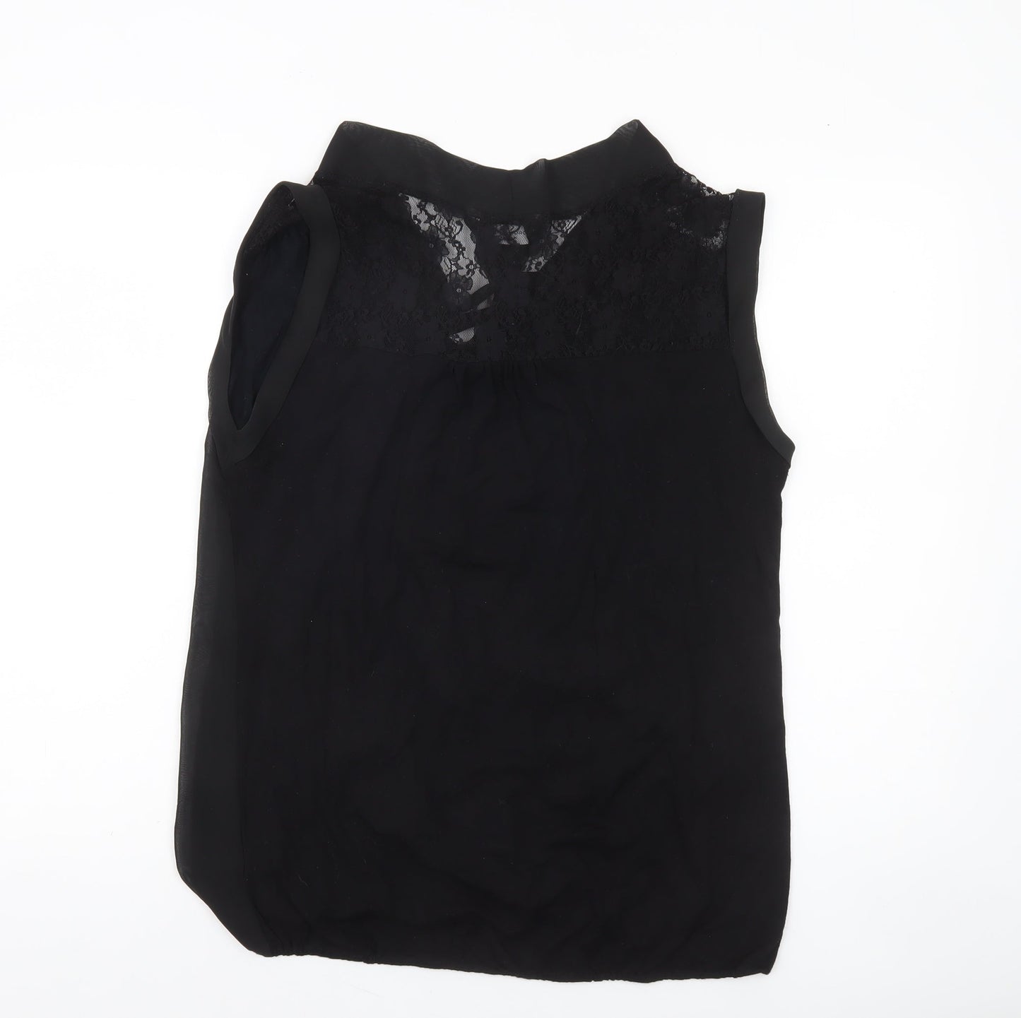 Dorothy Perkins Women's Black Sleeveless Chiffon Lace Blouse Size 14