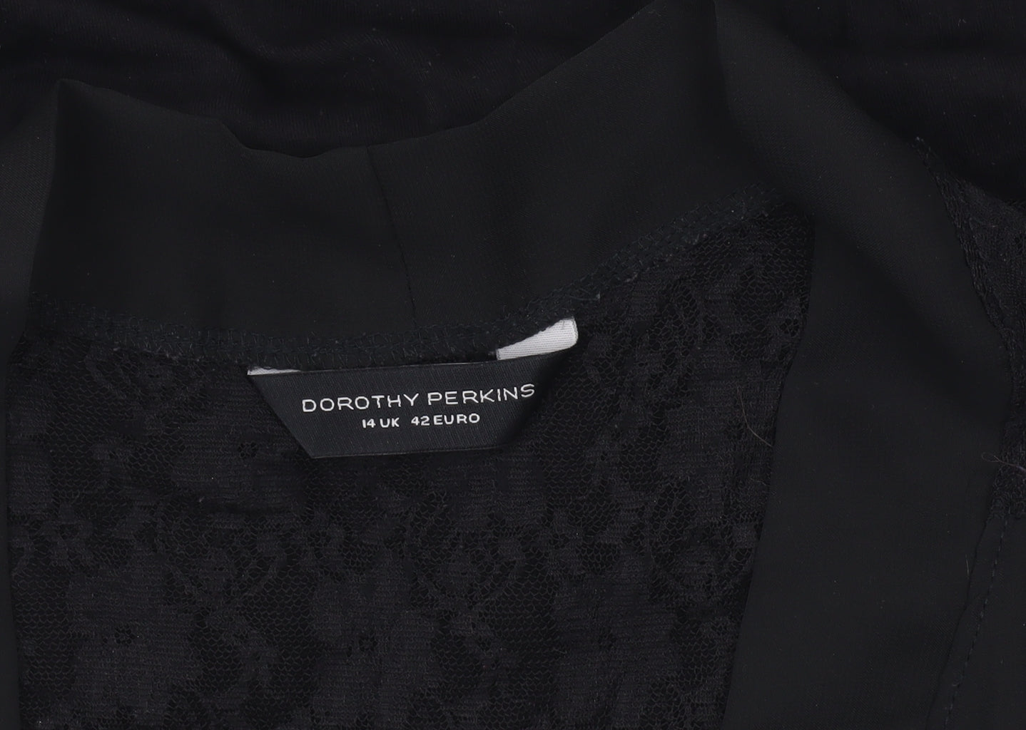 Dorothy Perkins Women's Black Sleeveless Chiffon Lace Blouse Size 14
