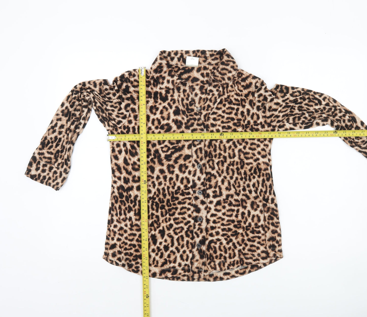 Soma Women’s Brown Leopard Print Button-Up Long Sleeve Shirt S