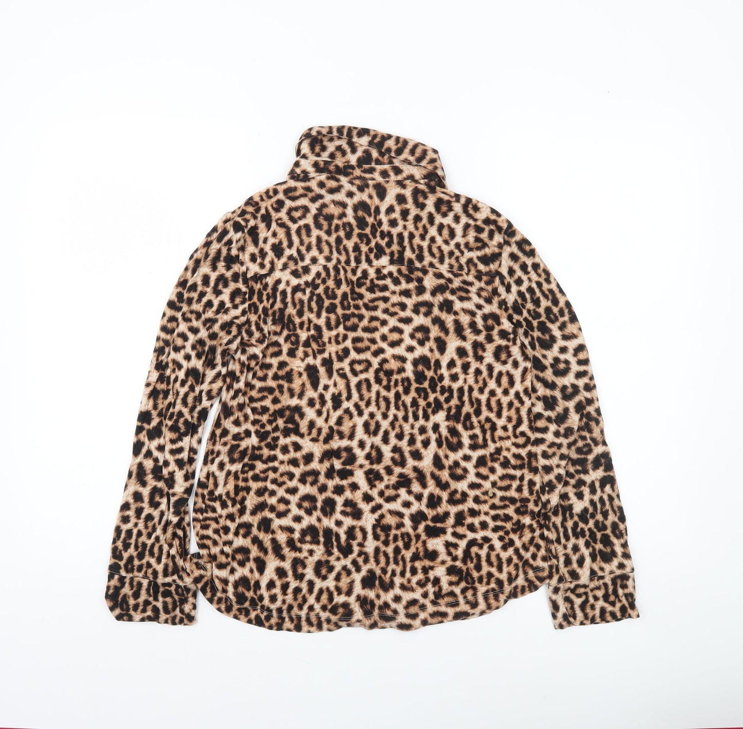 Soma Women’s Brown Leopard Print Button-Up Long Sleeve Shirt S