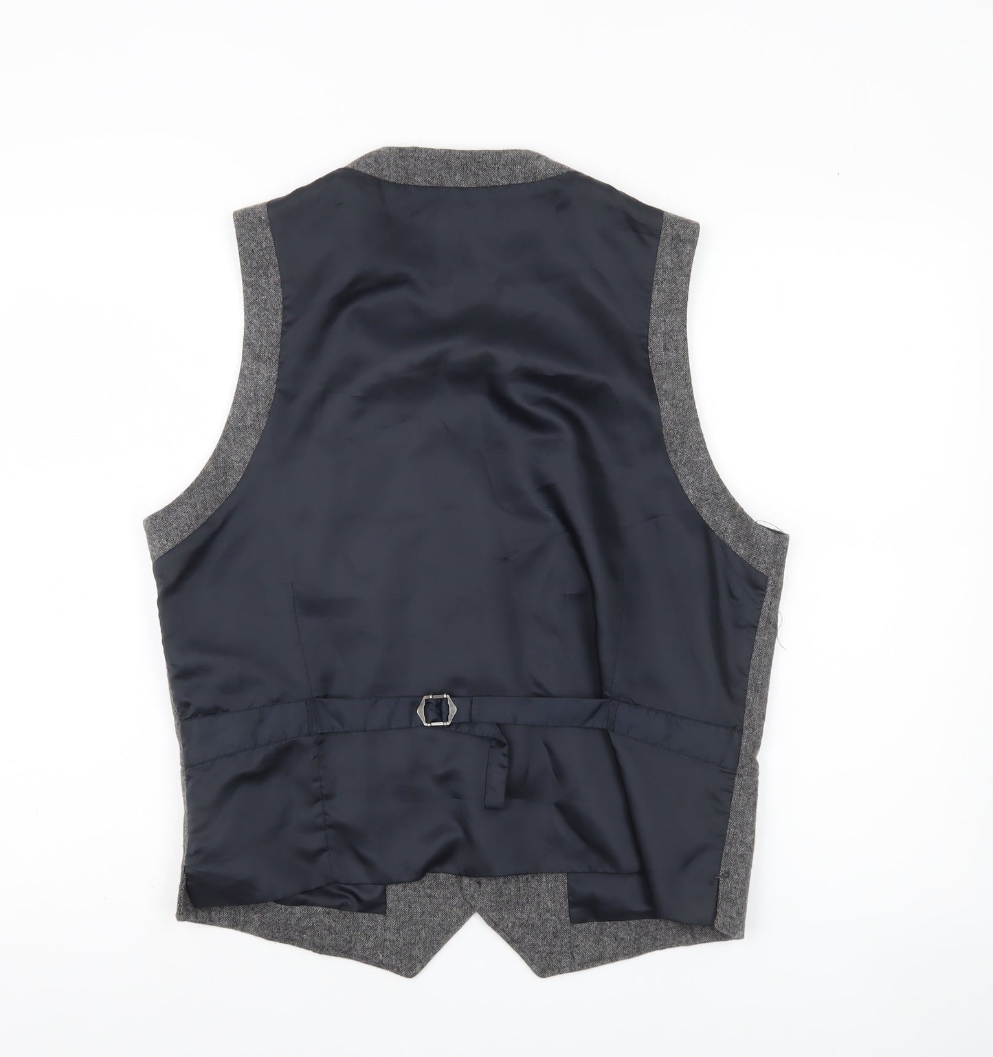 Jeff Banks Men Grey Wool Blend Tweed Waistcoat Size 42 Regular