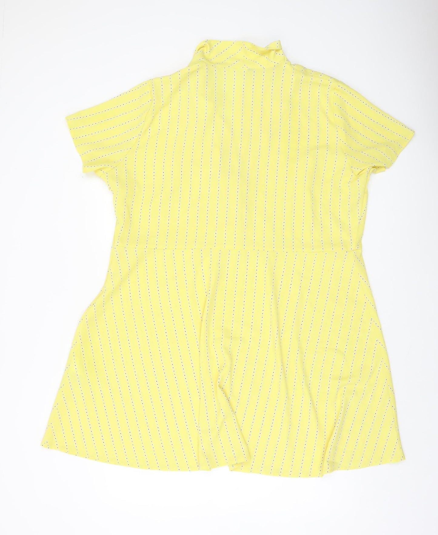 H&M Divided Yellow Floral Mini Dress Women’s Size 18 Short Sleeve Button Stretch