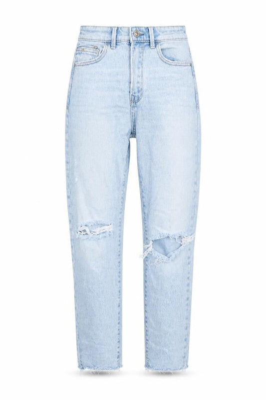 Stradivarius Women Blue Size 6 Ripped High Rise Mom Slim Jeans