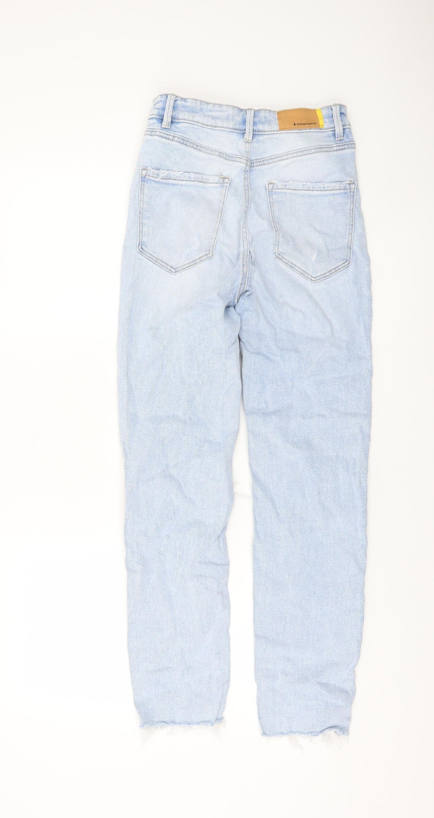 Stradivarius Women Blue Size 6 Ripped High Rise Mom Slim Jeans