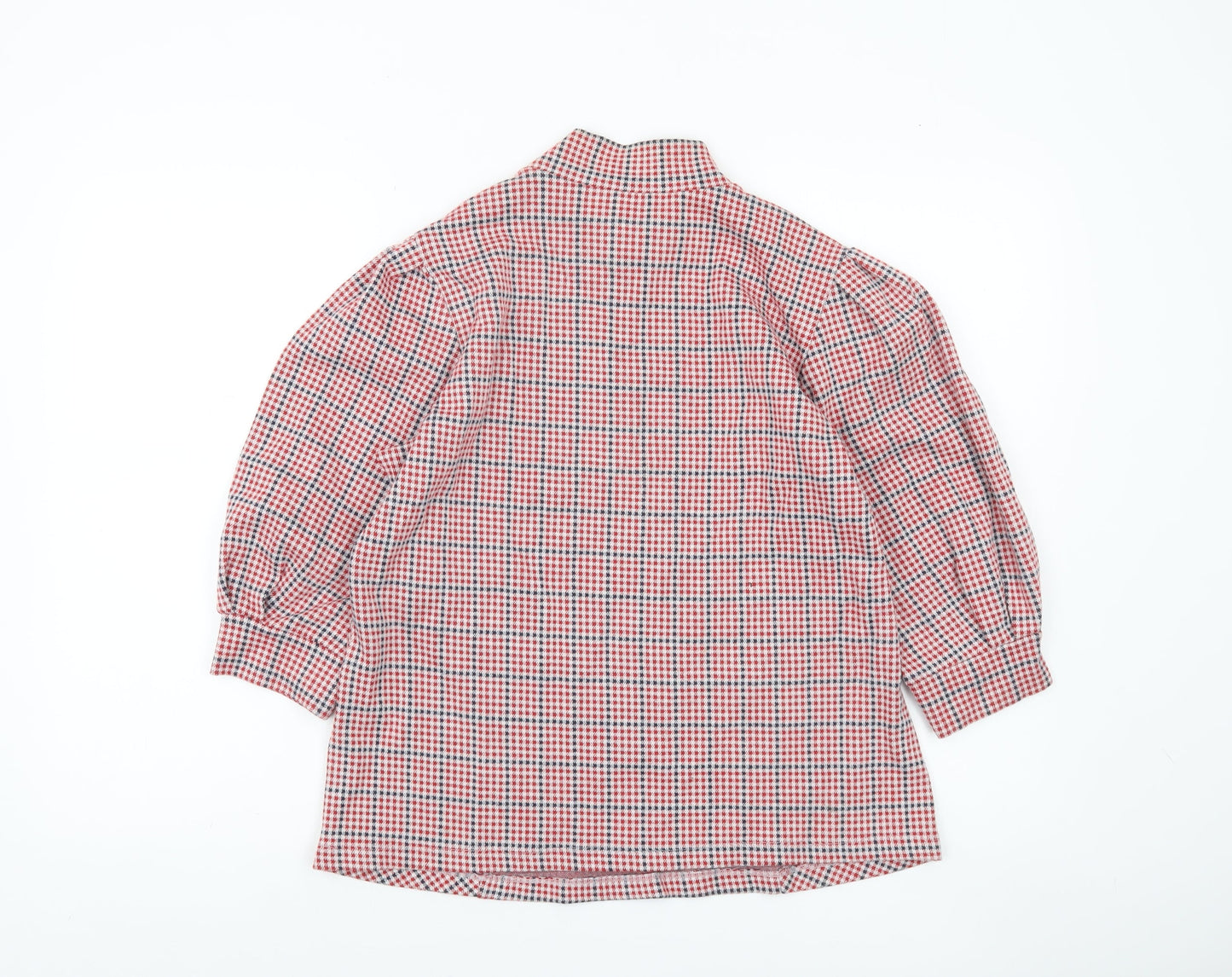 Savida Womens Red Check High Neck Tunic Blouse Size 16