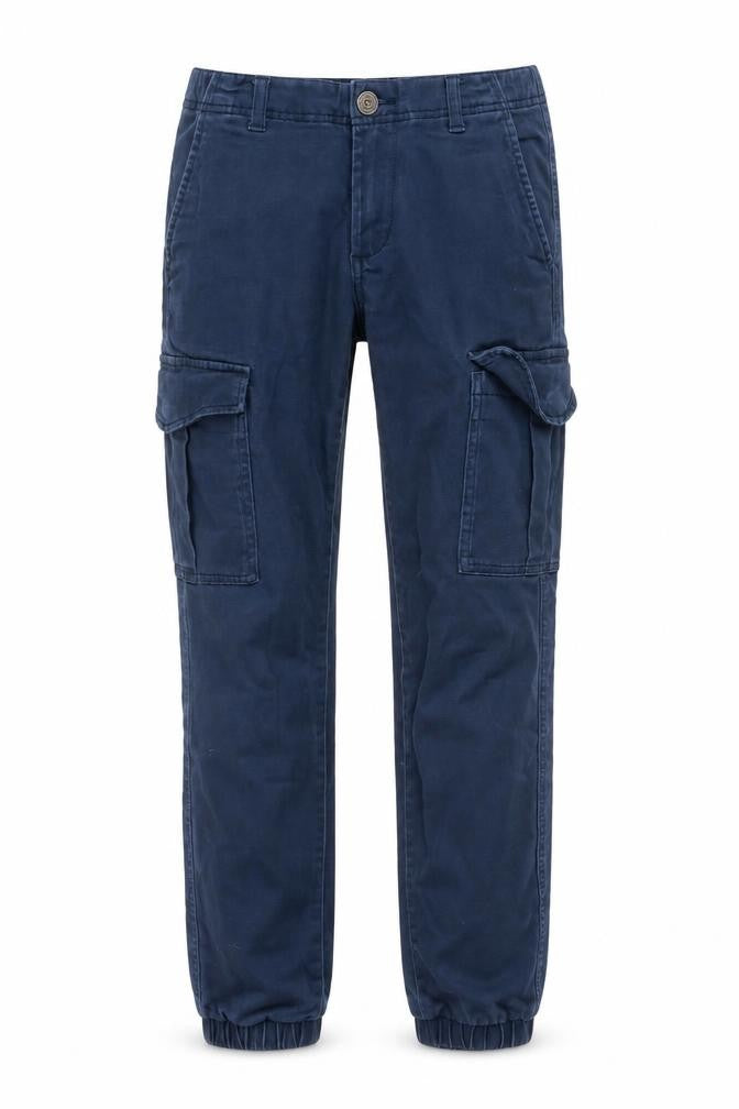 Jack & Jones Boys Blue Cargo Trousers 14 Years Cotton Blend Elastic Waist