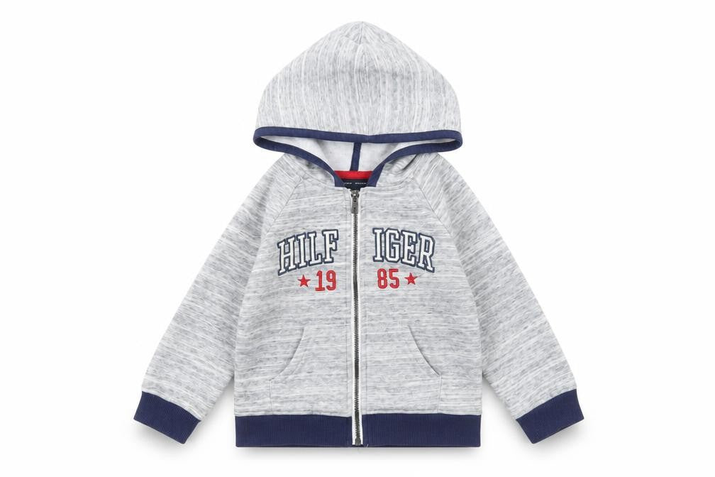 Tommy Hilfiger Unisex Baby Grey Hooded Zip Jacket Size 24M Cotton Blend