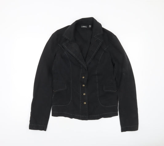Mexx Womens Black Blazer Jacket UK 14 Classic Cotton Twill