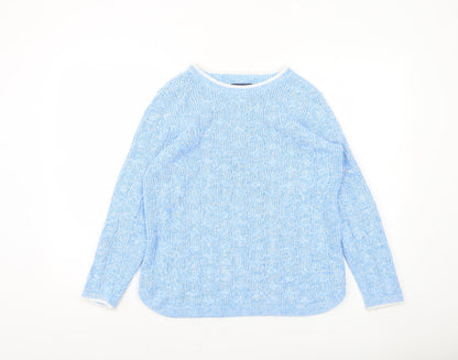 Lands' End Women's Blue Cable-Knit Cotton Jumper Size S