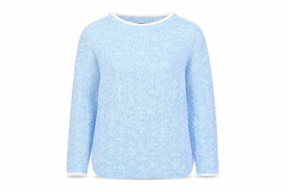 Lands' End Women's Blue Cable-Knit Cotton Jumper Size S