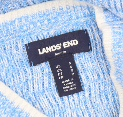 Lands' End Women's Blue Cable-Knit Cotton Jumper Size S