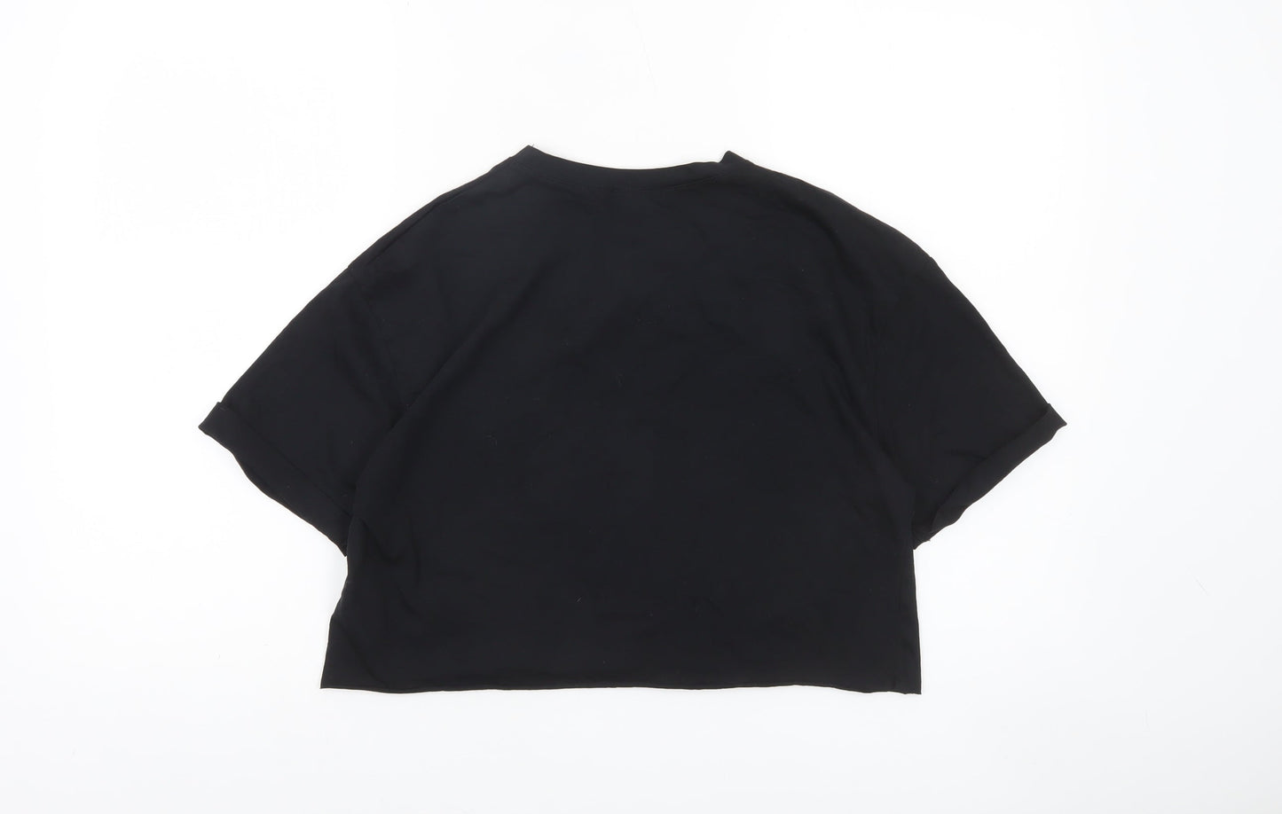 Zara Trafaluc Women's Black Cropped Beaded Dragonfly T-Shirt Size S
