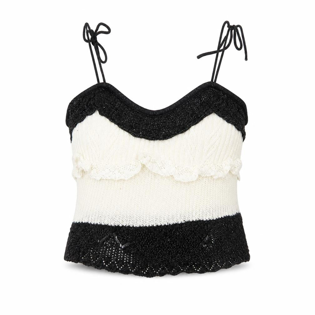 Zara Women’s Multicoloured Knit Ruffle Camisole Top Size 12