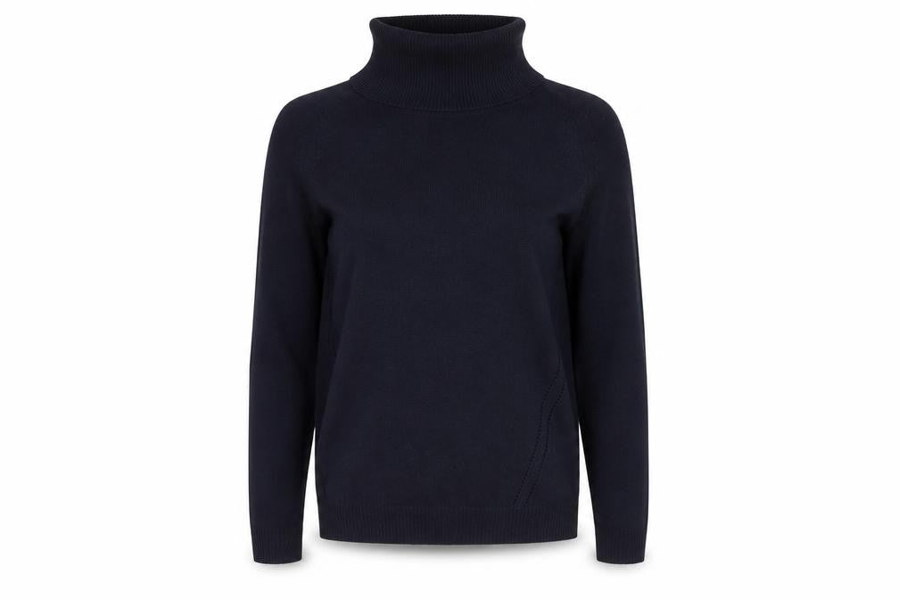 Jasper Conran Women's Blue Roll Neck Cotton Blend Jumper Size 8