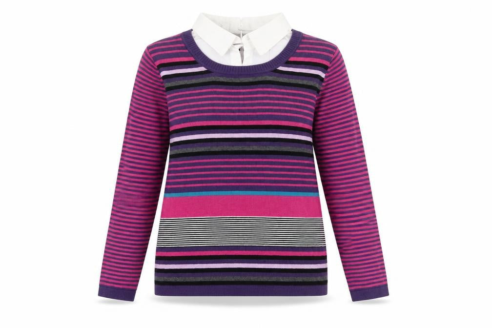 Voulez Vous Women's Multicoloured Striped Cotton Pullover Jumper M