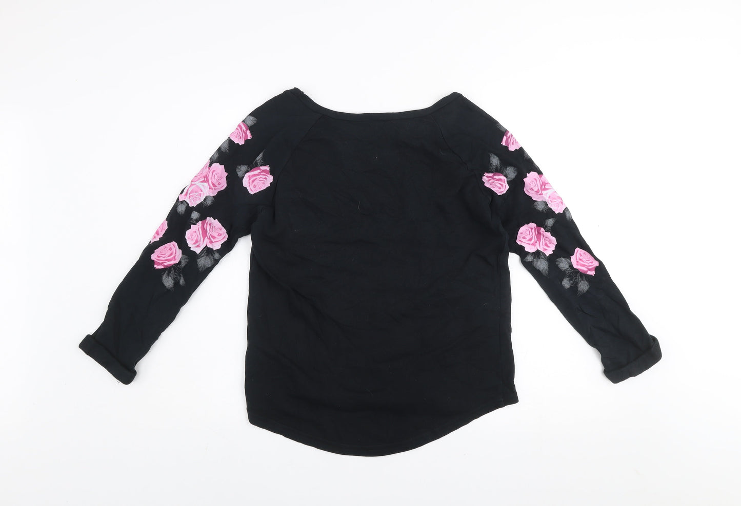 H&M Divided Womens Black Floral Pullover Sweatshirt Size S Cotton