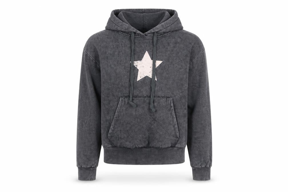 Bershka Women Grey Star Print Hoodie Size S Cotton Blend