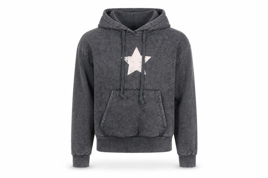 Bershka Women Grey Star Print Hoodie Size S Cotton Blend